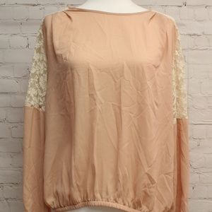 Blush Blouse with Cream Lace